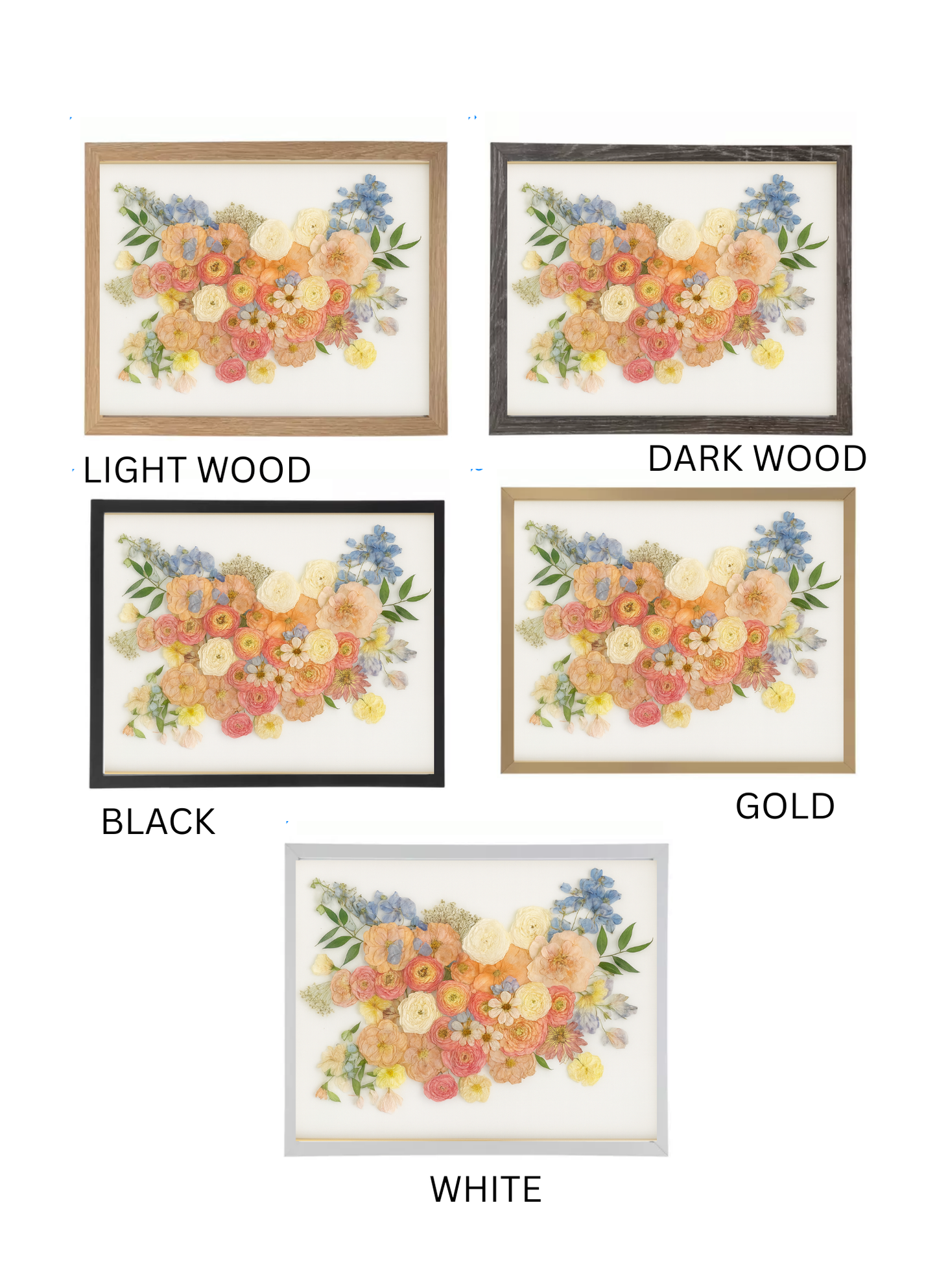 8x10 Pressed Bridal Bouquet or Bout